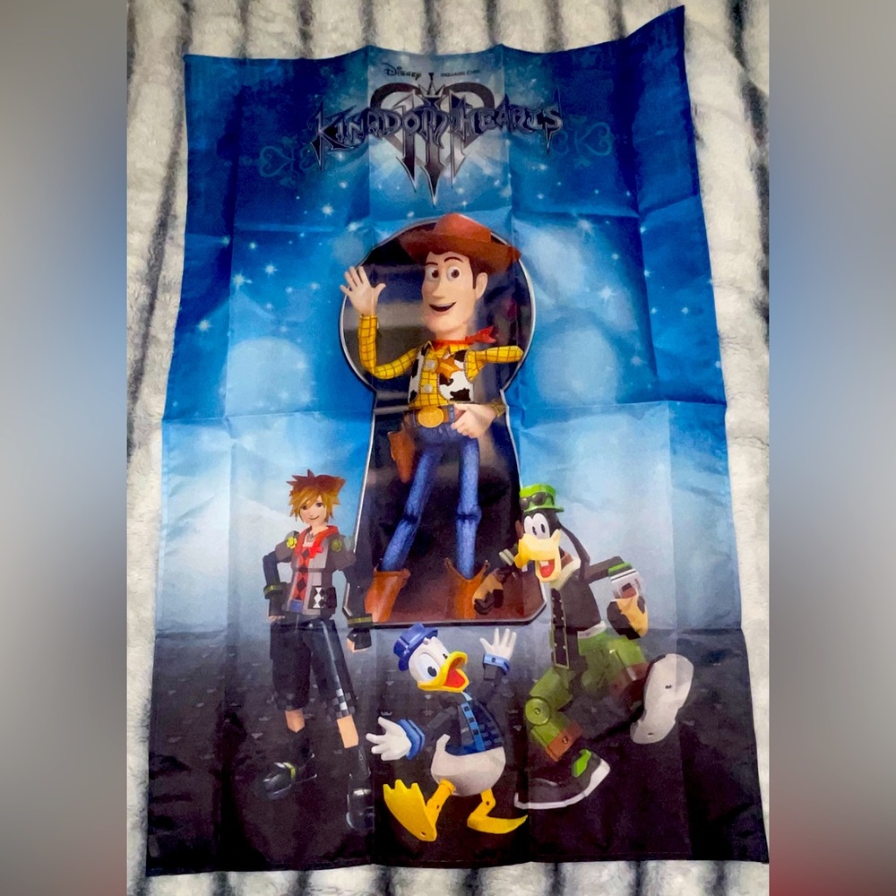 DISNEY KINGDOM HEARTS 3 WOODY TOY STORY FABRIC WALL HANGING GAME PROMO
